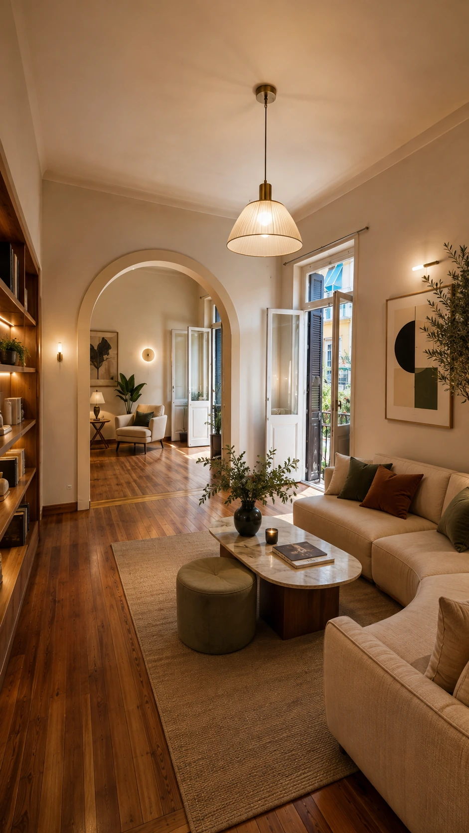Mediterranean living room — illustrative ai renovation concept