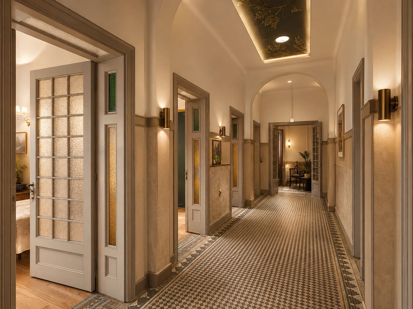 Guest-room corridor — illustrative ai renovation concept