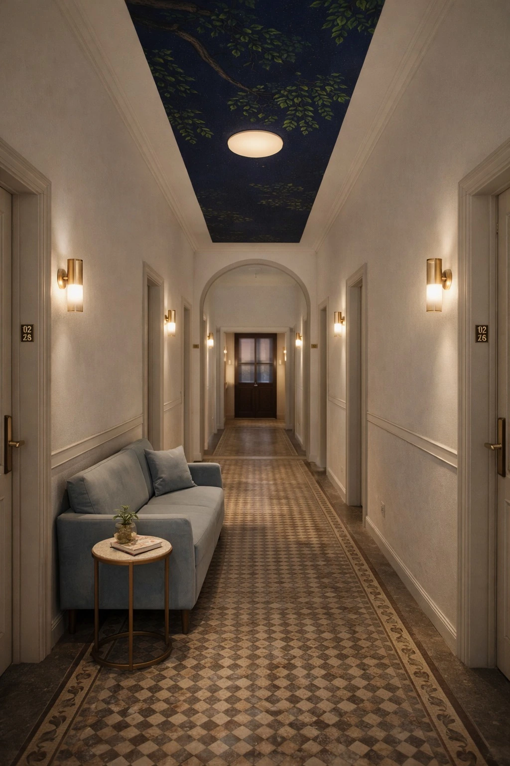 Corridor seating area — illustrative ai renovation concept